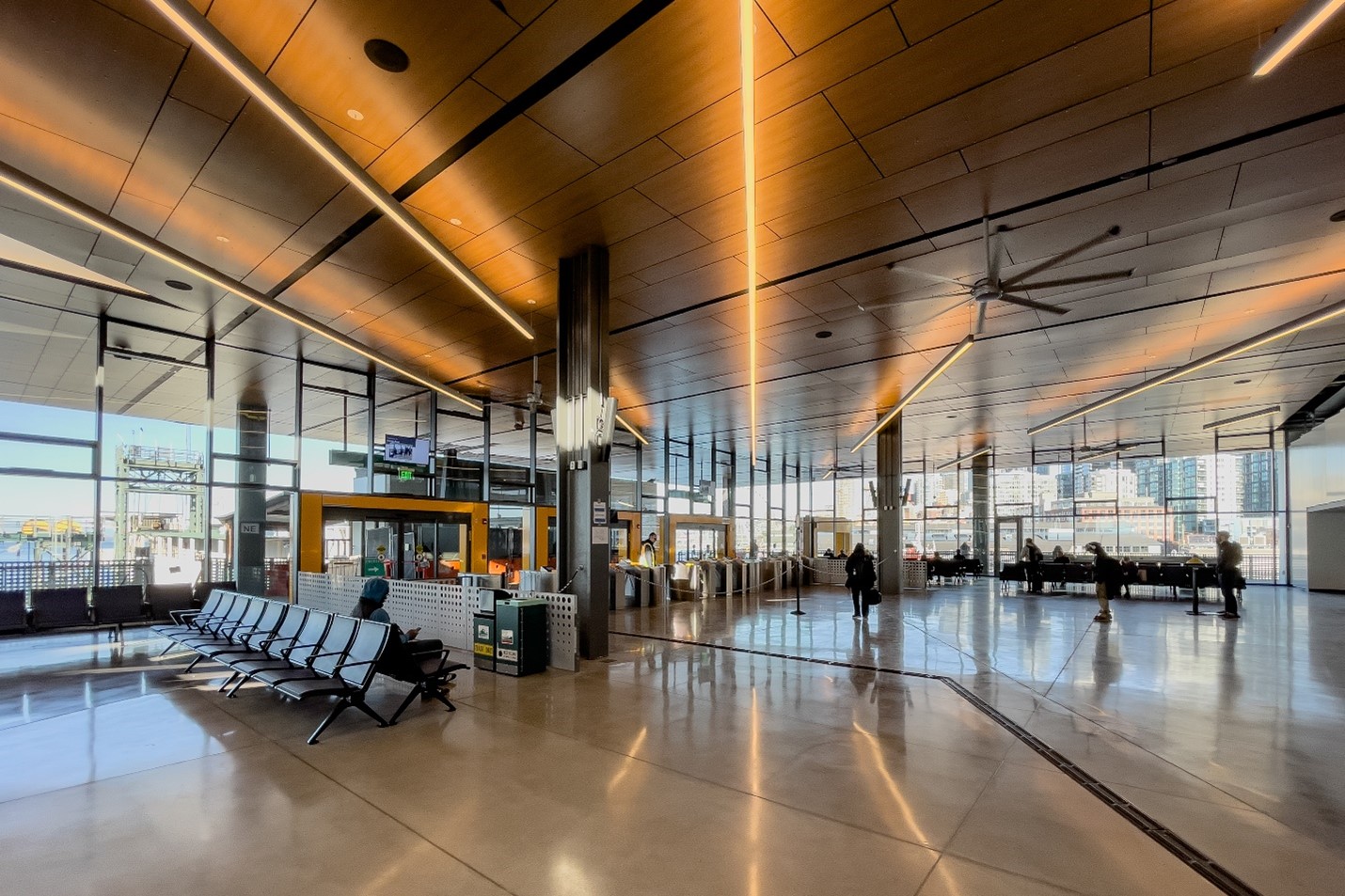 interior photo of the new terminal building at Colman Dock